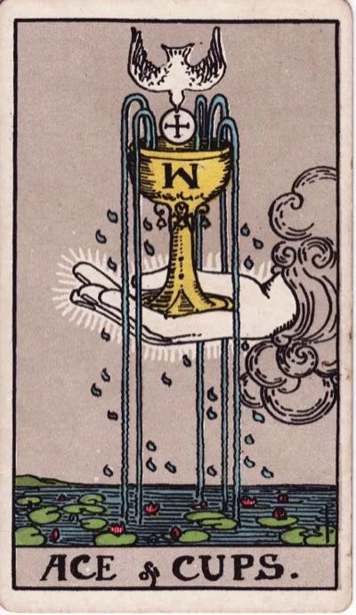 Ace of Cups, from the Rider-Waite tarot deck