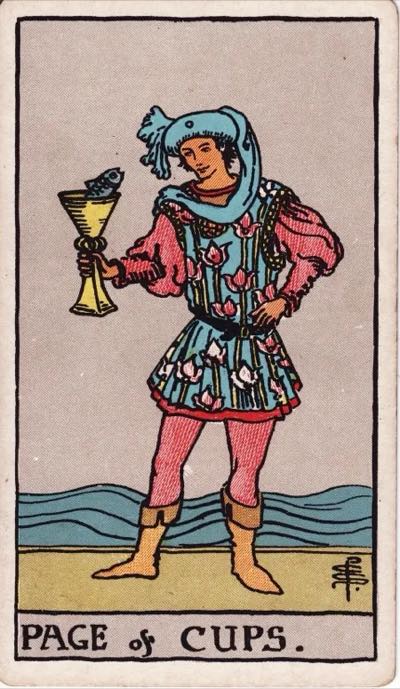 Page of Cups, from the Rider-Waite tarot deck