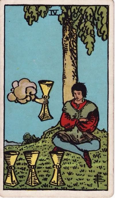 Four of Cups, from the Rider-Waite tarot deck