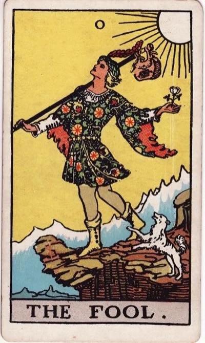 The Fool, from the Rider-Waite tarot deck