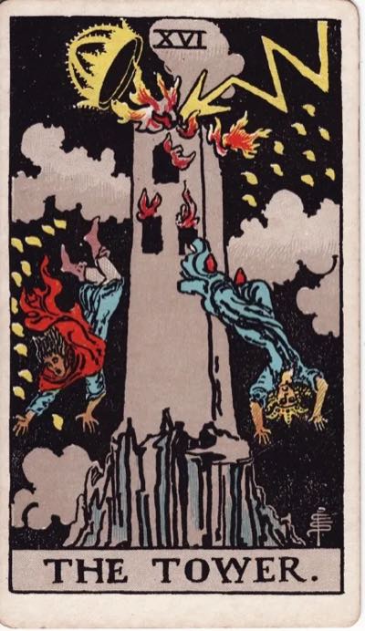 The Tower, from the Rider-Waite tarot deck