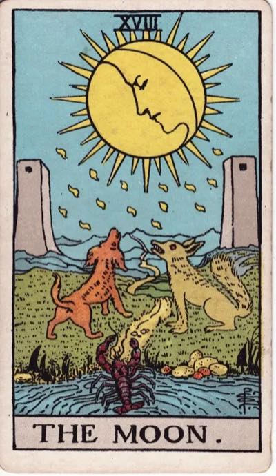 The Moon, from the Rider-Waite tarot deck