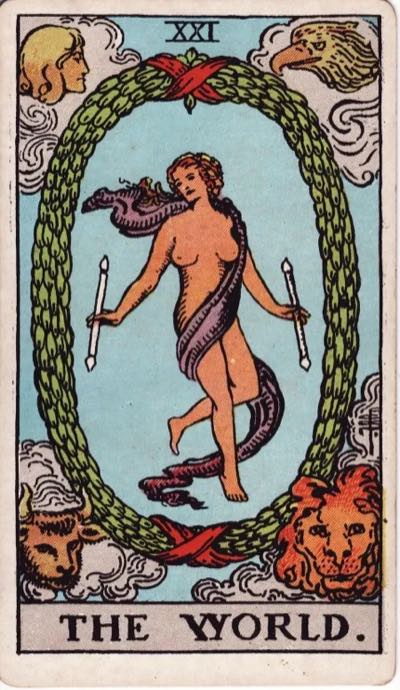 The World, from the Rider-Waite tarot deck