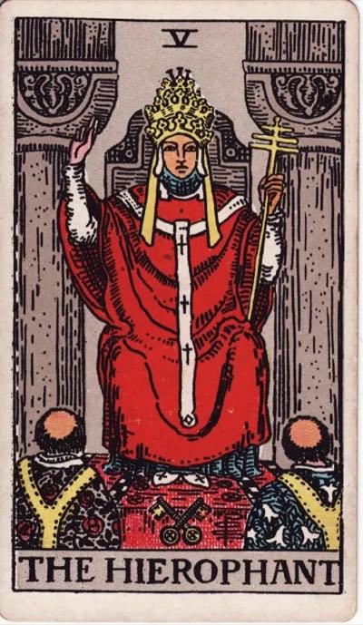 The Hierophant, from the Rider-Waite tarot deck