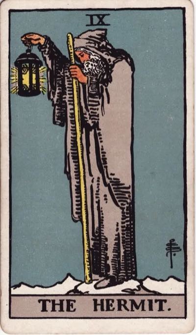 The Hermit, from the Rider-Waite tarot deck