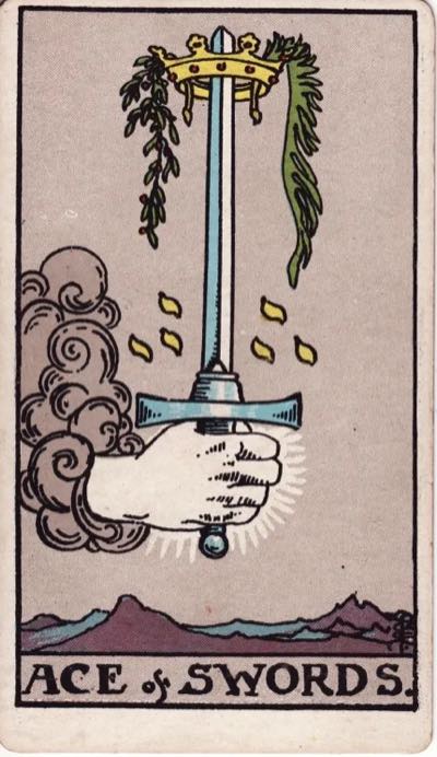 Ace of Swords, from the Rider-Waite tarot deck