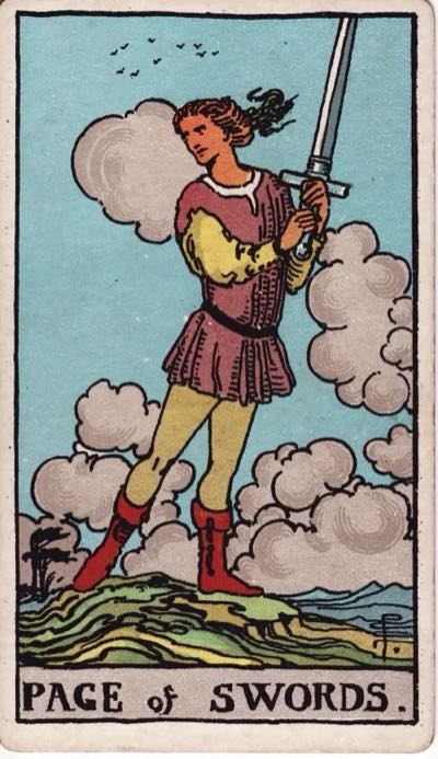 Page of Swords, from the Rider-Waite tarot deck