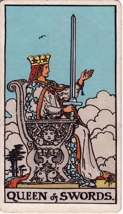 Queen of Swords, from the Rider-Waite tarot deck