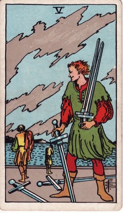 Five of Swords, from the Rider-Waite tarot deck
