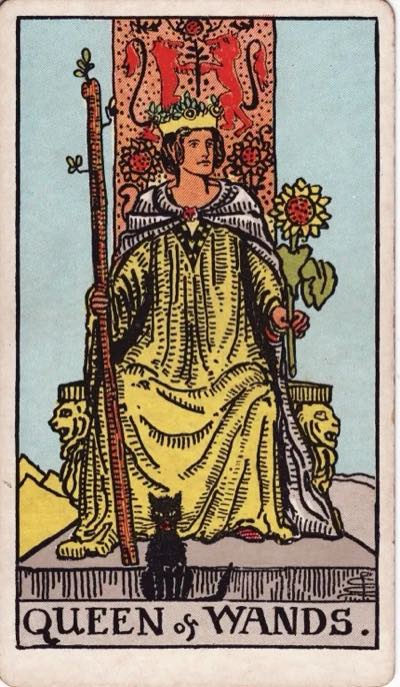 Queen of Wands, from the Rider-Waite tarot deck
