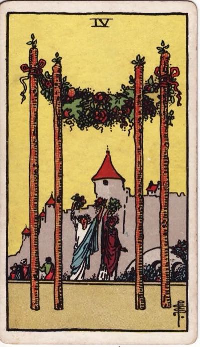 Four of Wands, from the Rider-Waite tarot deck