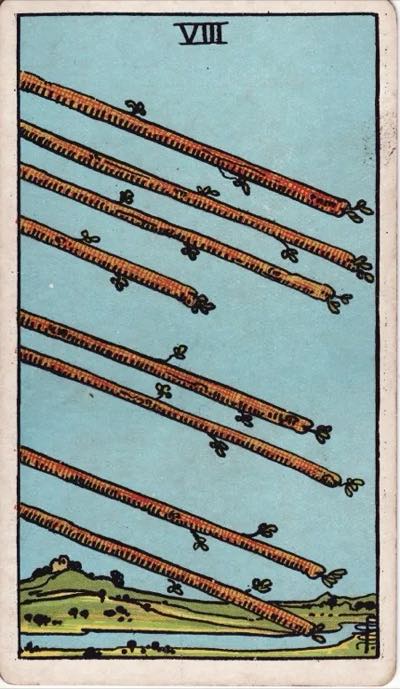 Eight of Wands, from the Rider-Waite tarot deck